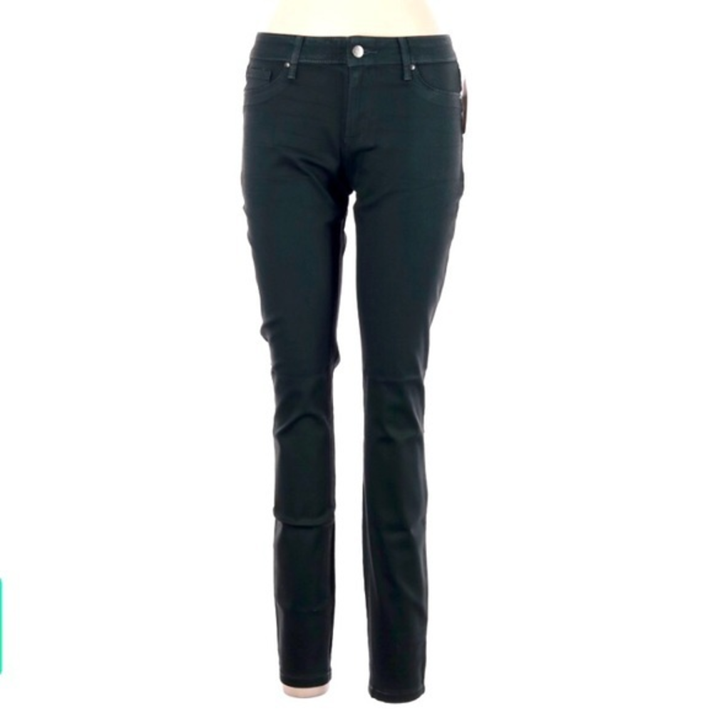 Jessica‎ Simpson 6/28 dark green super skinny “coated denim” mid-rise jeans